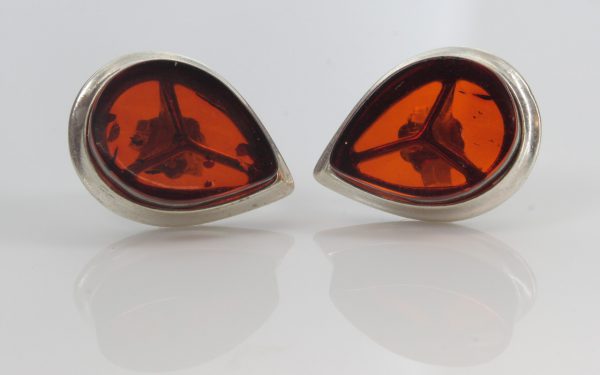 Elegant Italian Style Baltic Amber Stud Earrings 925 Silver ST0058 RRP£40!!!