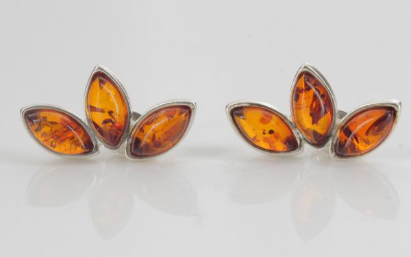 Unusual German Baltic Amber Handmade Stud Earrings 925 Silver ST0070 RRP£29!!!