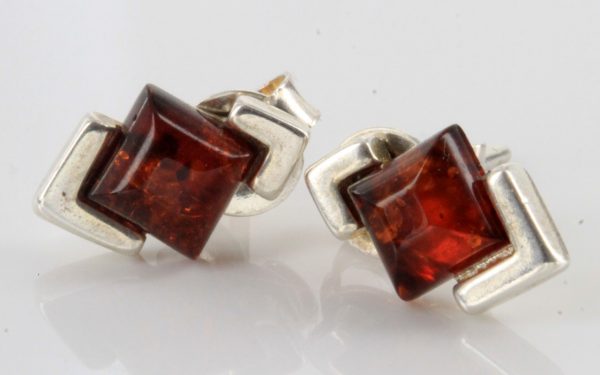 Classic German Baltic Amber Handmade Stud Earrings 925 Silver Stud ST0023 RRP£12!!!