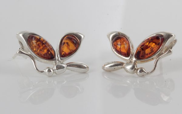 Unique German Baltic Amber Handmade Stud Earrings 925 Silver ST0027 RRP£30!!!