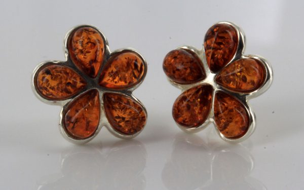 Elegant German Baltic Amber Handmade Stud Earrings 925 Silver ST0024 RRP£28!!!