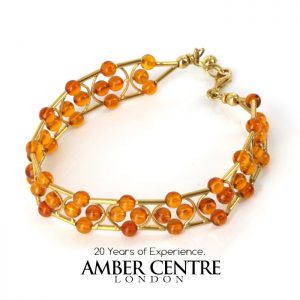 IITALIAN HANDMADE UNIQUE GERMAN BALTIC AMBER BRACELET IN 18CT solid GOLD -GBR104 RRP£1950!!