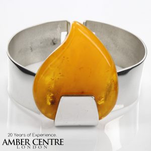 German Made Butterscotch Antique Baltic Amber Bangle 925 Solid Sterling SILVER –BAN087 RRP£1000