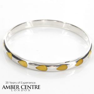 German BALTIC Butterscotch ANTIQUE AMBER BANGLE HANDMADE 925 Solid SILVER -BAN091 RRP £395!!!