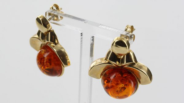 Italian Hand Made Unique German Baltic Amber in 14ct Gold Earrings GE0406 RRP£1000!!!