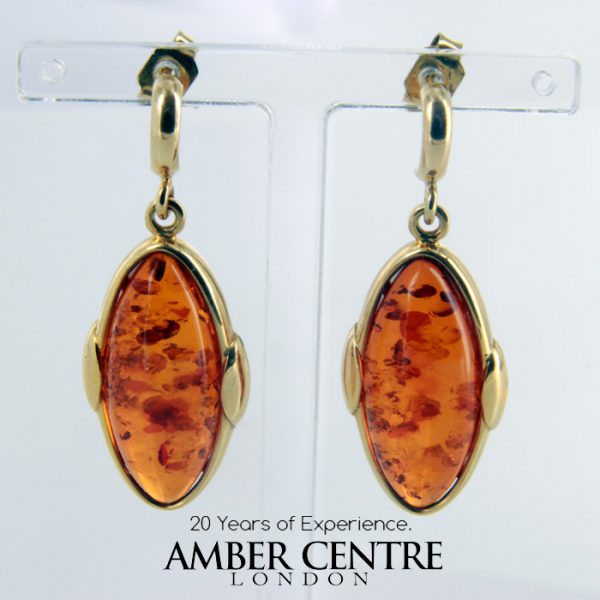 Italian Hand Made 18ct solid Gold Earrings with German Baltic Amber GE0146 RRP£1000!!!