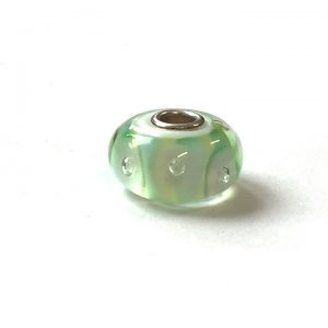 Genuine Murano Glass Trollbeads Charm Green Stripe Bubbles 61446 RRP25!!!