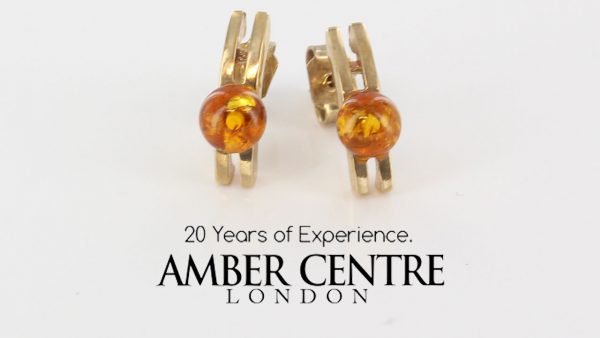 Italian Made Unique German Baltic Amber Set In 9ct Gold Studs GS0084 RRP£175!!!