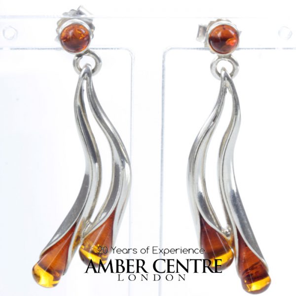 Italian Style German Baltic Amber Handmade Earrings 925 Silver E0007 RRP£45!!!