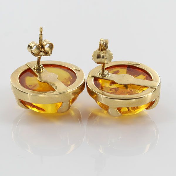 Italian Handmade German Baltic Amber Stud Earrings In 14ct Gold GS0688 RRP£950!!!