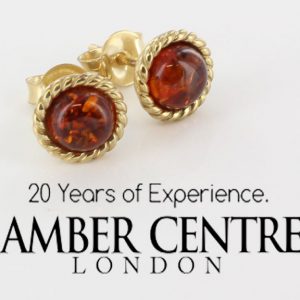 Italian Made Unique German Baltic Amber Studs In 9ct Gold GS0041 RRP£175!!!