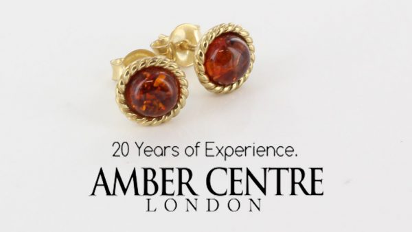 Italian Made Unique German Baltic Amber Studs In 9ct Gold GS0041 RRP£175!!!