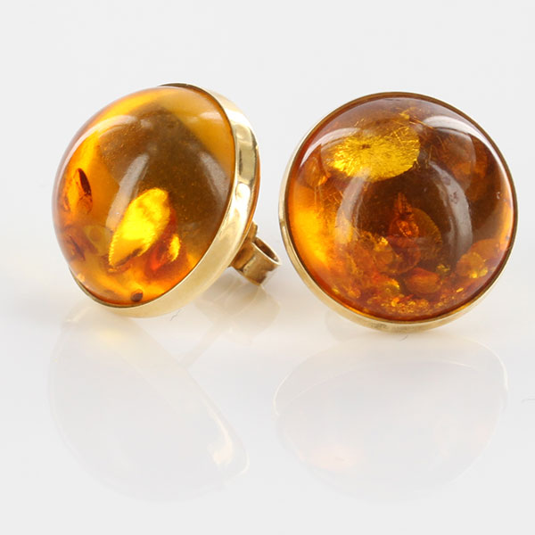 Italian Handmade German Baltic Amber Stud Earrings In 14ct Solid Gold GS0745 RRP£650!!!