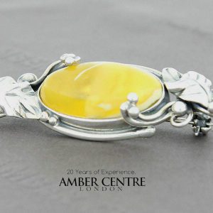 Silver Leaf Brooch German Baltic Butterscotch Amber Handmade BD0120 RRP£125!!!