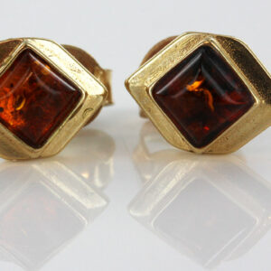 Italian Made Unique German Baltic Amber 9ct Gold Studs GS0077 RRP£125!!!