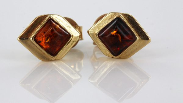 Italian Made Unique German Baltic Amber 9ct Gold Studs GS0077 RRP£125!!!