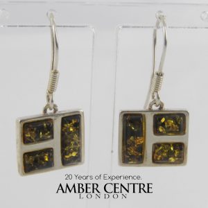 Italian Style German Handmade Baltic Amber 925 Silver Earrings E0086 RRP£50!!!