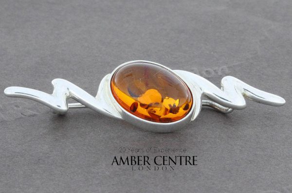 Amber Brooch German Baltic Amber 925 silver unique handmade - BD0112 RRP£35!!!