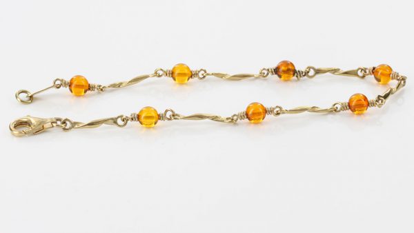 ITALIAN HANDMADE GERMAN BALTIC AMBER BRACELET IN 9CT solid GOLD GBR009-RRP£300!!!