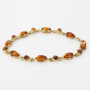 ITALIAN HANDMADE GERMAN BALTIC AMBER BRACELET IN 9CT solid GOLD GBR040-RRP£675!!!