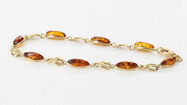 ITALIAN HANDMADE GERMAN BALTIC AMBER BRACELET IN 9CT solid GOLD GBR077-RRP£495!!!