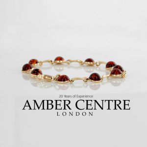 ITALIAN HANDMADE GERMAN BALTIC AMBER BRACELET IN 9CT solid GOLD GBR042-RRP£550!!!