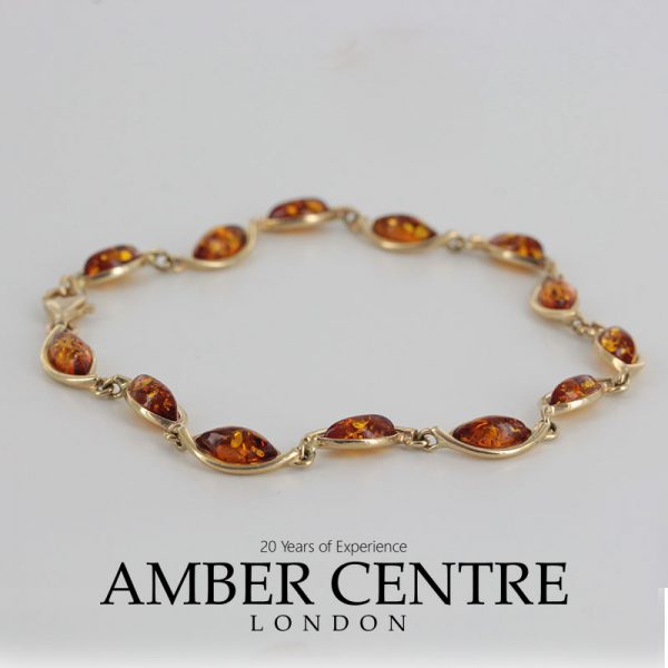 ITALIAN HANDMADE GERMAN BALTIC AMBER BRACELET IN 9CT solid GOLD GBR044-RRP£525!!!