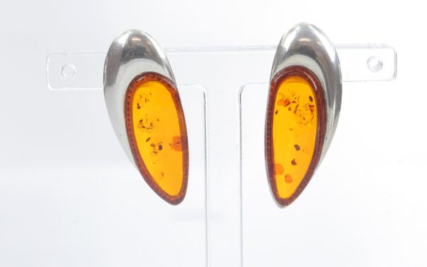 ITALIAN STYLE GERMAN BALTIC AMBER STUD EARRINGS 925 SILVER ST0060 RRP£40!!!