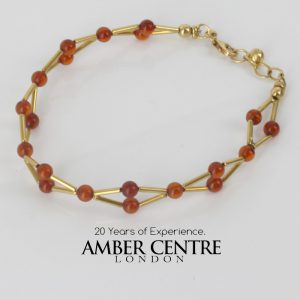 ITALIAN MADE UNIQUE GERMAN BALTIC AMBER BRACELET IN 18CT solid GOLD -GBR103 RRP£1000!!!