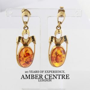 Italian Made Genuine Baltic Amber 18ct Gold Earrings GE0143 RRP£950!!!