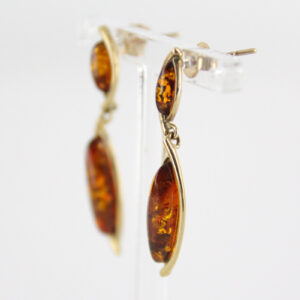 Italian Made Unique German Baltic Amber 9ct Gold Drop Earrings GE0101 RRP£230!!!