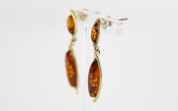 Italian Made Unique German Baltic Amber 9ct Gold Drop Earrings GE0101 RRP£230!!!