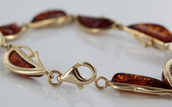 ITALIAN HANDMADE GERMAN BALTIC AMBER BRACELET IN 9CT solid GOLD GBR015-RRP£750!!!