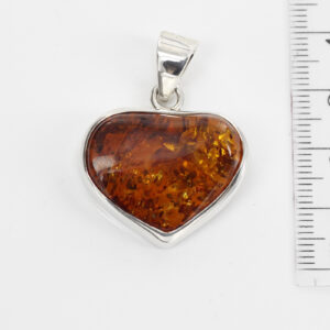 Heart Pendant Elegant Handmade Baltic Amber In 925 Silver PD094 – RRP£155!!!