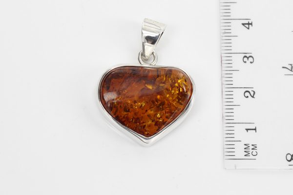 Heart Pendant Elegant Handmade Baltic Amber In 925 Silver PD094 – RRP£155!!!