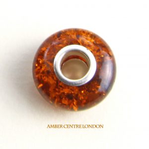 Amber & 925 Silver Charm Fit ALL European/Danish Charm Bracelets – CHA65 RRP£40!!!