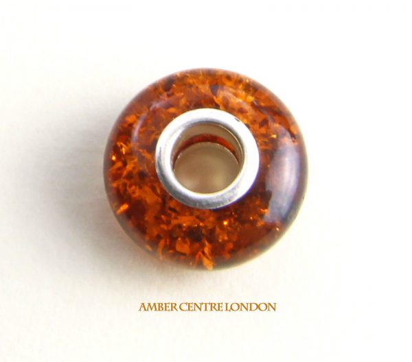 Amber & 925 Silver Charm Fit ALL European/Danish Charm Bracelets – CHA65 RRP£40!!!