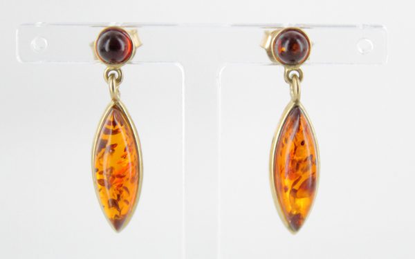 Italian Made Unique German Baltic Amber in 9ct Gold Drop Earrings GE0091 RRP£195!!!