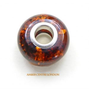 Amber & 925 Silver Charm Fit ALL European/Danish Charm Bracelets – CHA62 RRP£35!!!