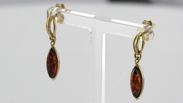 Italian Made Unique German Baltic Amber in 9ct Gold Drop Earrings GE0096 RRP£150!!!