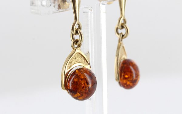 Italian Handmade Unique German Baltic Amber in 9ct Gold Drop Earrings GE0038 RRP£175!!!I