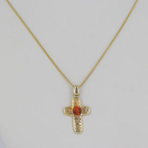 Italian Handmade Baltic Amber 9ct solid Gold Cross Pendant, Amazing Detailing -GP0087 RRP£275!!!