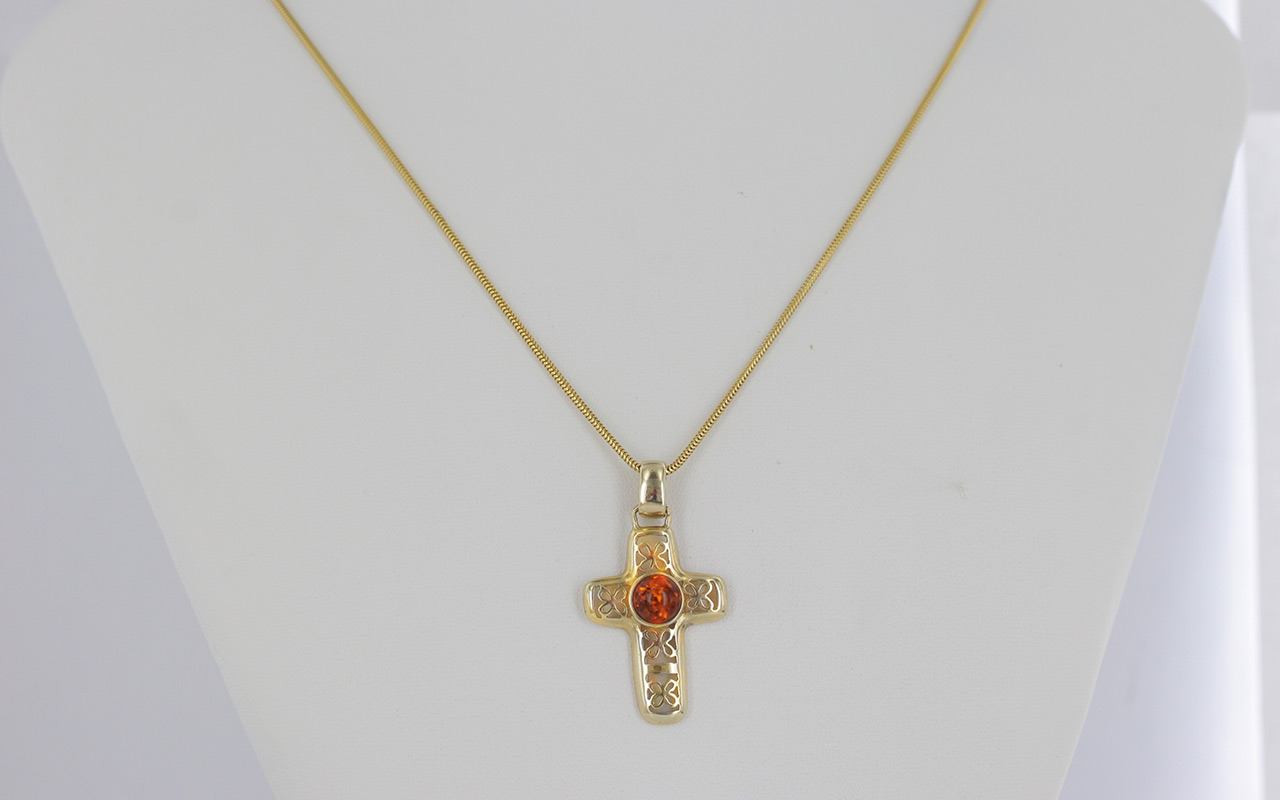 14K Solid Gold Italian Cross pendant with Rope necklace Chain | eBay