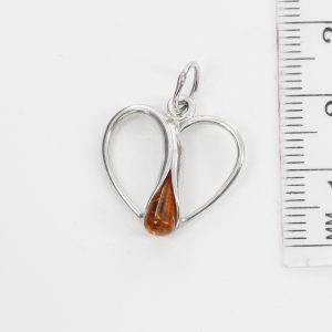 Baltic Amber Heart Pendant Elegant Handmade in 925 Silver PD104 – RRP£45!!!