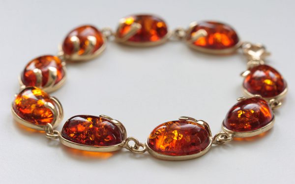 ITALIAN HANDMADE GERMAN BALTIC AMBER BRACELET IN 9CT solid GOLD GBR063-RRP£1000!!!