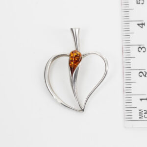 Heart Pendant Elegant Handmade Baltic Amber in 925 Silver PD105 – RRP£55!!!