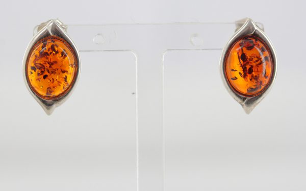 Italian Design Baltic Amber Stud Earrings In 925 Silver Handmade ST0108 RRP£28!!!