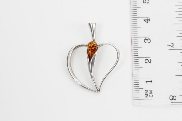 Heart Pendant Elegant Handmade Baltic Amber in 925 Silver PD105 – RRP£55!!!