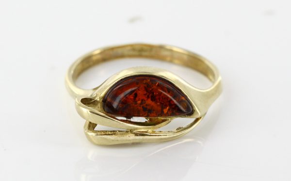 Italian Unique Handmade German Baltic Amber Ring in 9ct Gold- GR0156 RRP £250!!!
