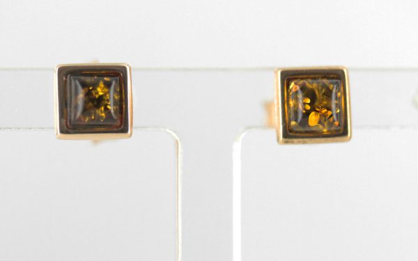 Italian Made German Green Baltic Amber Stud Earrings 9ct Gold GS0020G RRP £125!!!